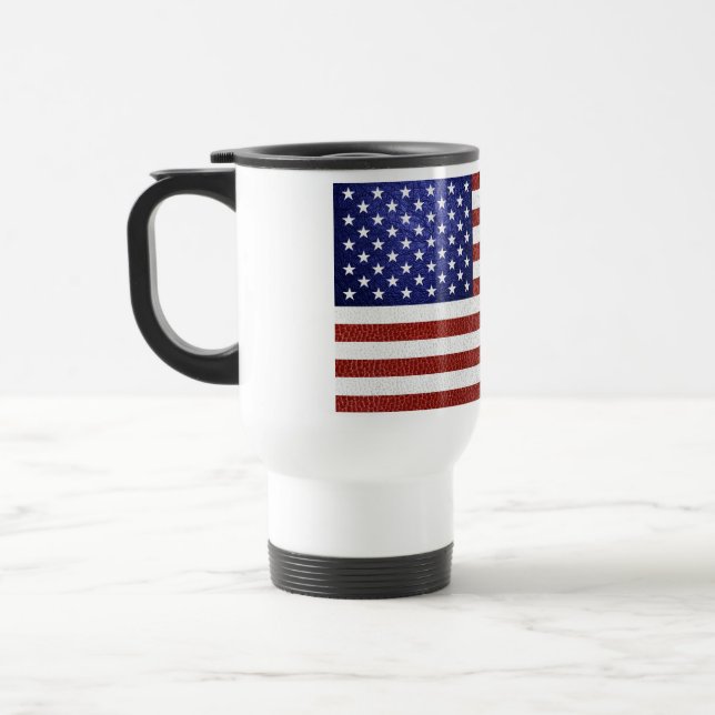 Caneca Térmica Faux Red White Blue Leather USA Flag (Esquerda)