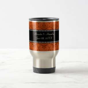 Caneca Térmica Favor do casamento Laranja damask