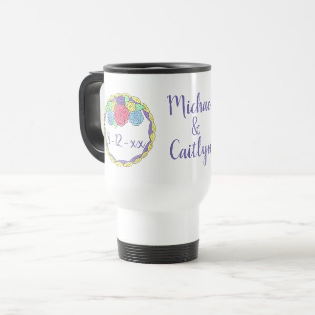 Caneca Térmica Favor personalizado de noiva de bolinho de Rosa (Frente Esquerda)