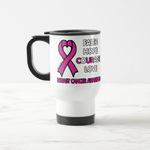 Caneca Térmica Fé Esperança Coragem Amor... Cancer De Mama