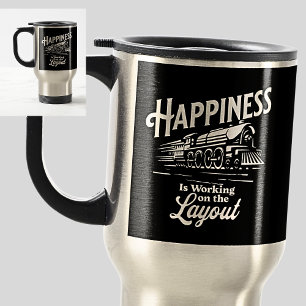 Caneca Térmica Felicidade está funcionando no layout, trem a vap