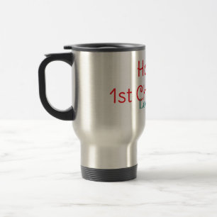 Caneca Térmica feliz 1º natal vermelho verde amor nome simples ho