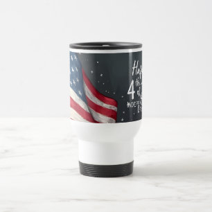 Caneca Térmica Feliz 4 de Julho Ilustração de Arte de Bandeira Vi