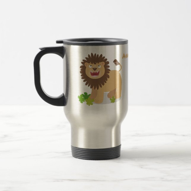 Caneca Térmica Feliz desenho animado de leão (Esquerda)