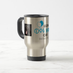 Caneca Térmica Feliz Dia da Mãe de Cachorro com Balões Azuis e Ca