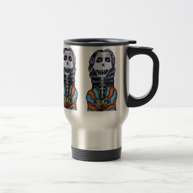 Caneca Térmica Feliz Dia dos Mortos do Esqueleto (Direita)