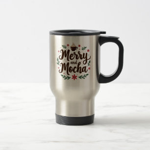 Caneca Térmica Feliz e Mocha Bebem café Natal Xmas