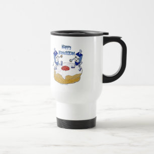Caneca Térmica Feliz Hanukkah Dreidels Dançantes Donut de Geléia