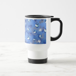 Caneca Térmica Feliz Hanukkah Estrela Cadente e Piões de Hanukkah