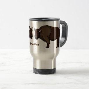 Caneca Térmica Feliz ilustração de búfalo bisonte americano
