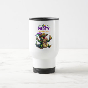 Caneca Térmica Feliz Mardi Gras Alligator