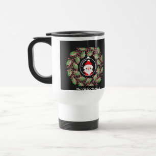 Caneca Térmica Feliz Natal – coroa de azevinho & Papai Noel