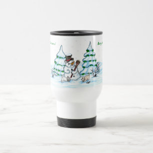 Caneca Térmica Feliz Natal! Neve com Cat e Puppy