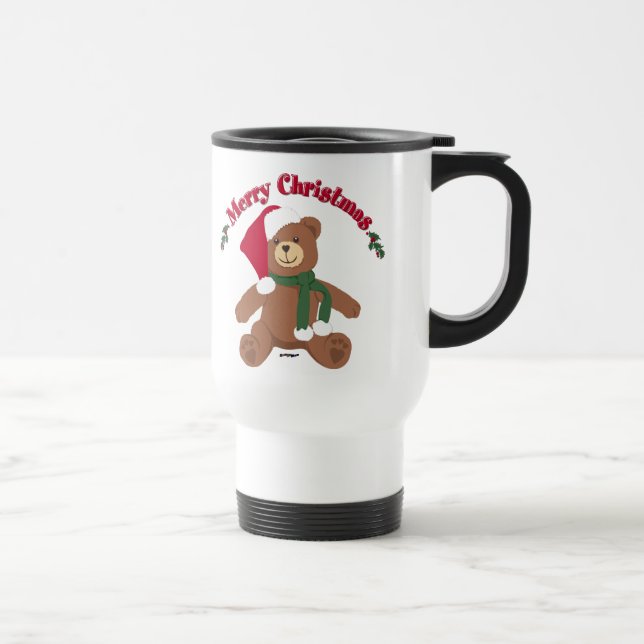 Caneca Térmica Feliz Natal Urso de Pelúcia (Direita)