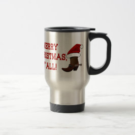 Caneca Térmica Feliz Natal Y'all - Boot de Papais noeis (White Ba