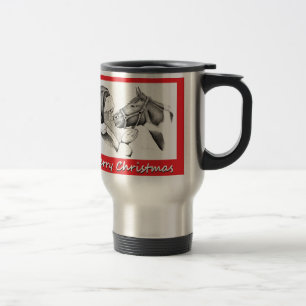 Caneca Térmica Feliz Papai noel de Natal e Cavalo