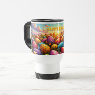 Caneca Térmica Feliz Páscoa Ovos Coloridos na Primavera Prado