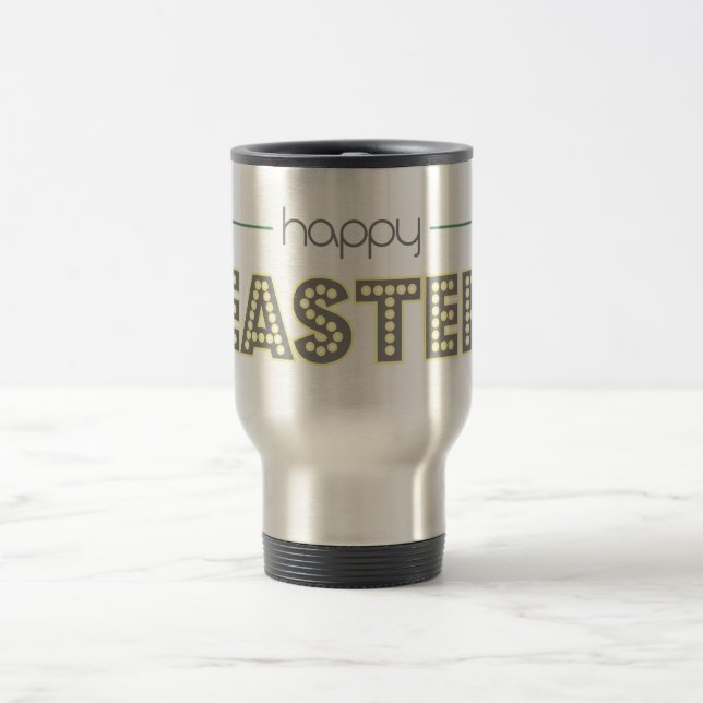 Caneca Térmica feliz páscoa primavera amarelo menta verde simples (Centro)