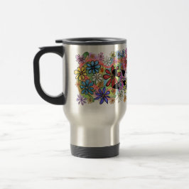 Caneca Térmica Felizes Tempos Flores e Dragonfly