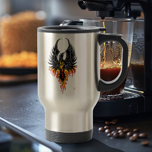 Caneca Térmica Fênix Ardente Erguendo-se Pássaro de Fogo Chamas T