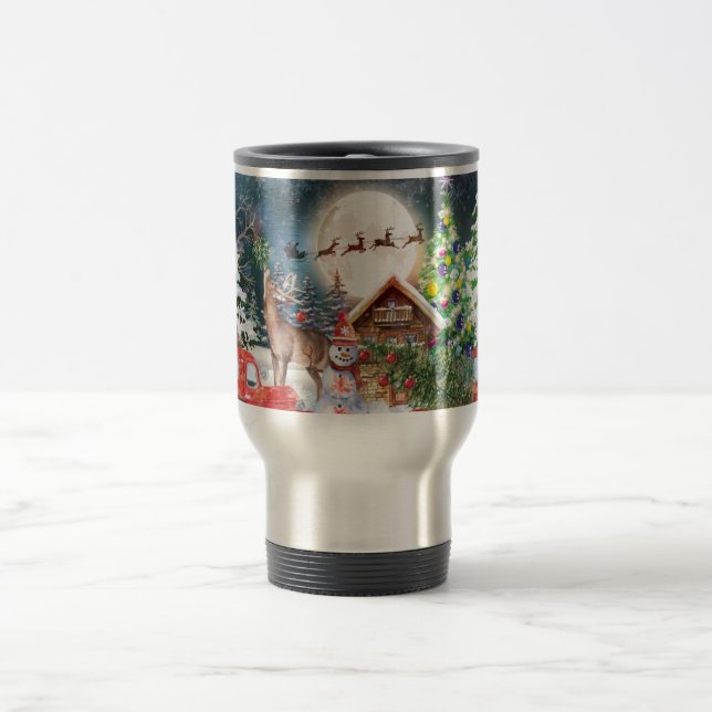 Caneca Térmica Feriados de inverno russos Papais noeis de caminhõ (Centro)