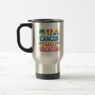 Caneca Térmica Férias em Família em Cancun Viagem à Praia no Méxi