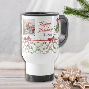 Caneca Térmica Férias Felizes Foto da Família com Laço Vermelho d