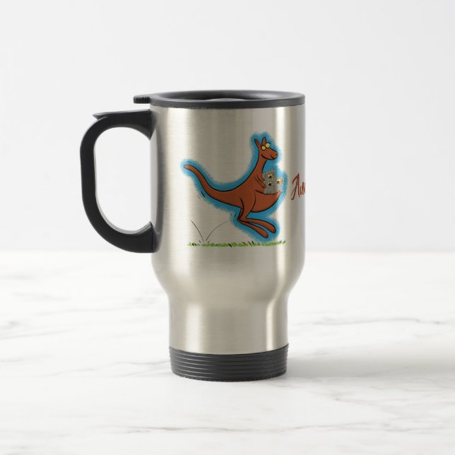 Caneca Térmica Figura de desenho animado de canguru e koalas (Esquerda)