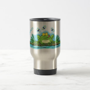 Caneca Térmica Figura de desenho animado de sapo verde-esfomeado
