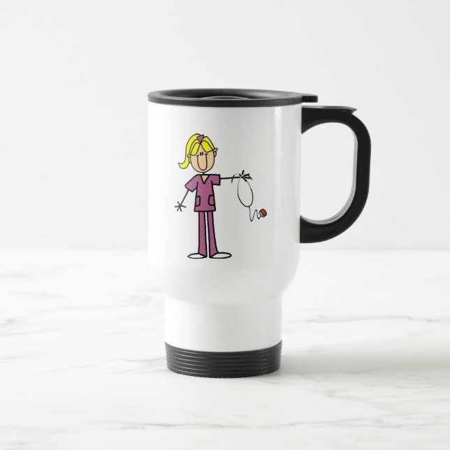 Caneca Térmica Figura fêmea loura t-shirt da vara da enfermeira (Direita)