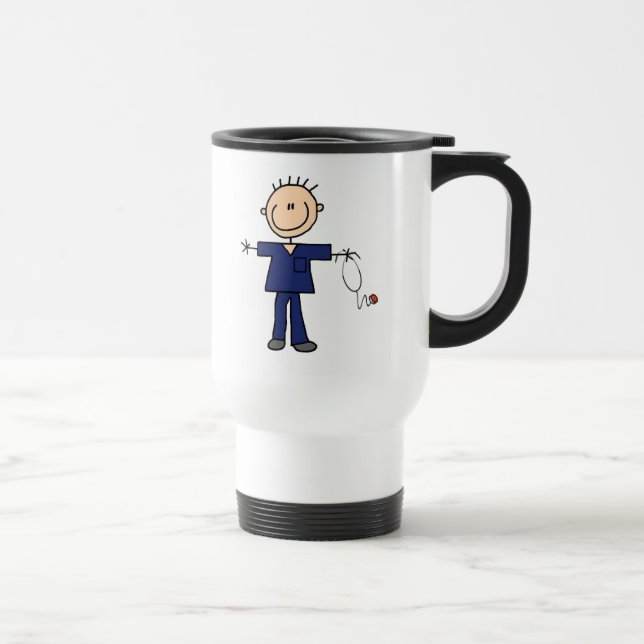 Caneca Térmica Figura masculina enfermeira da vara - azul (Direita)