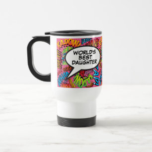 Caneca Térmica Filha Diversão Retro Quadrinho Pop Art Rosa