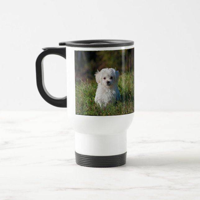 Caneca Térmica Filhote branco fofo (Esquerda)