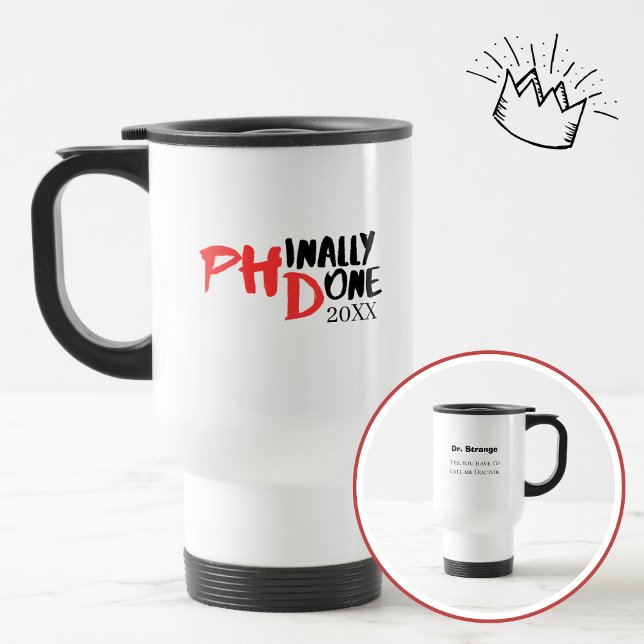 Caneca Térmica Finalmente concluído - Design de Citação de Gradua (Criador carregado)
