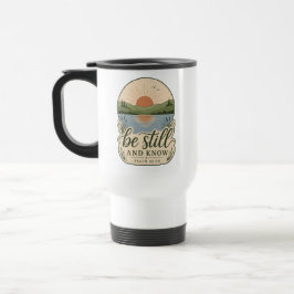 Caneca Térmica Fique Calmo & Saiba Salmo 46:10 Natureza Cristã Fé