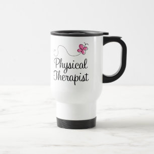 Caneca Térmica Fisioterapeuta cor-de-rosa bonito da borboleta