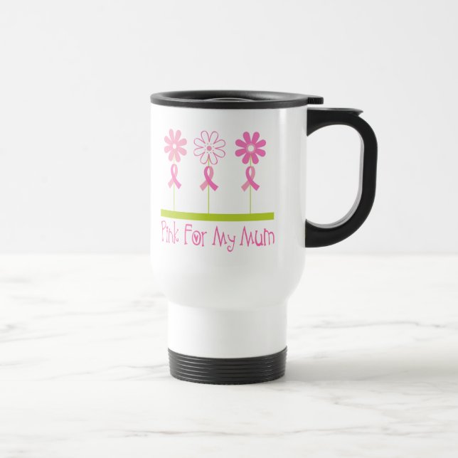 Caneca Térmica Fita cor-de-rosa para minha mãe (Direita)