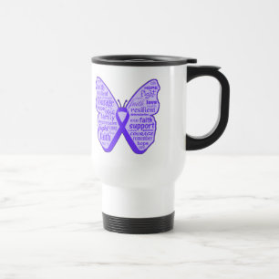 Caneca Térmica Fita da borboleta da consciência da fibromialgia