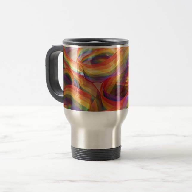 Caneca Térmica fita de arco-íris cascata gerada pelo Gemini (Frente Esquerda)
