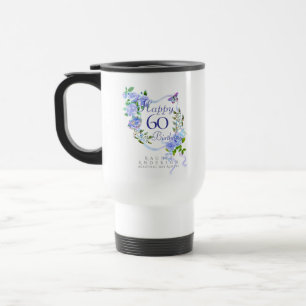 Caneca Térmica Fita de Rosa Azul 60º Aniversário