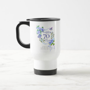 Caneca Térmica Fita de Rosa Azul Aniversário de 70 anos