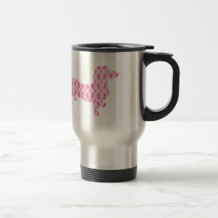 Caneca Térmica Fita Rosa Dachshund para Cancer