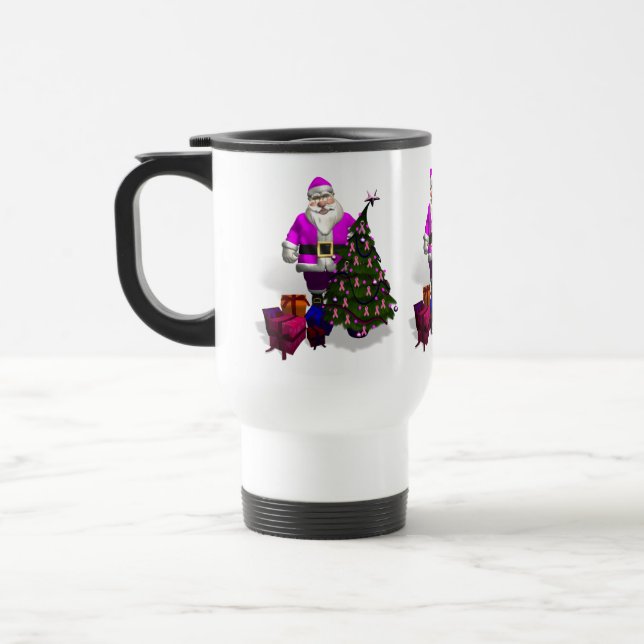 Caneca Térmica Fitas Rosa Santa Claus (Esquerda)