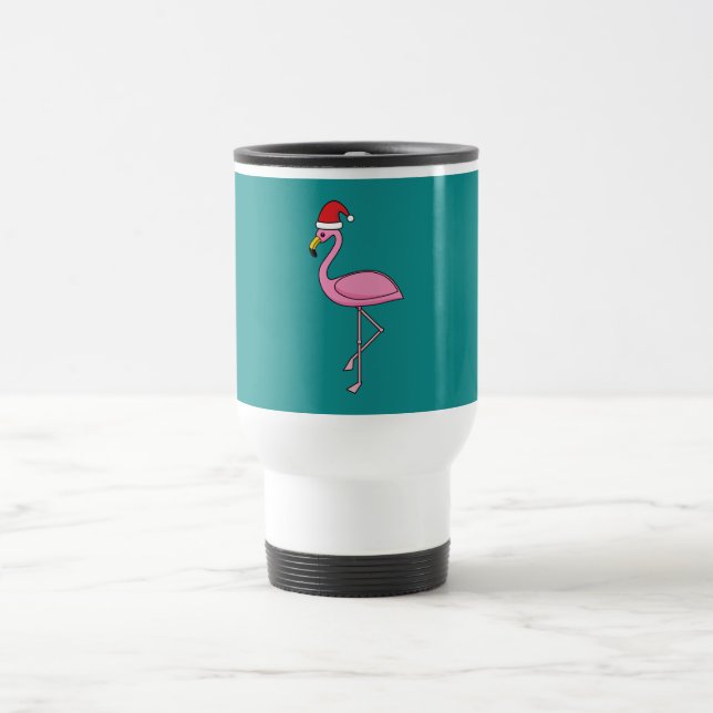 Caneca Térmica Flamingo de Natal com Santa Hat (Centro)