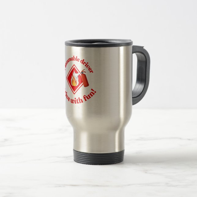 Caneca Térmica Flammable Driver Trucker Gift | Funny ADR Hazmat (Frente Esquerda)