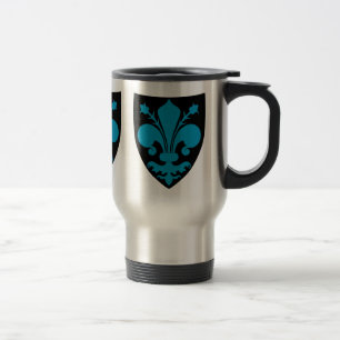 Caneca Térmica Fleur De Lis, medieval legista, em azul