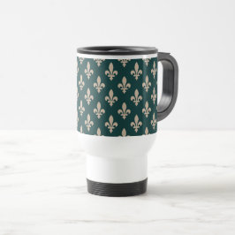 Caneca Térmica Fleur de Lis Pattern, Royal French Cream on Green