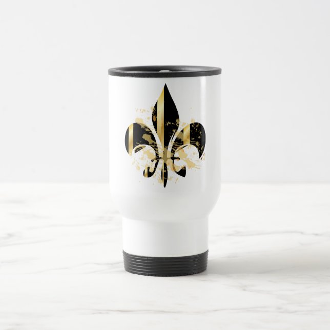 Caneca Térmica Fleur de Lis, preto e Dourado (Centro)