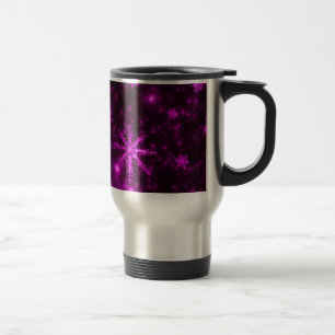 Caneca Térmica Flocos de neve com fundo roxo