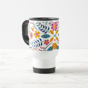 Caneca Térmica Flor Brilhante Colorida Floral Moderna Flores Botâ